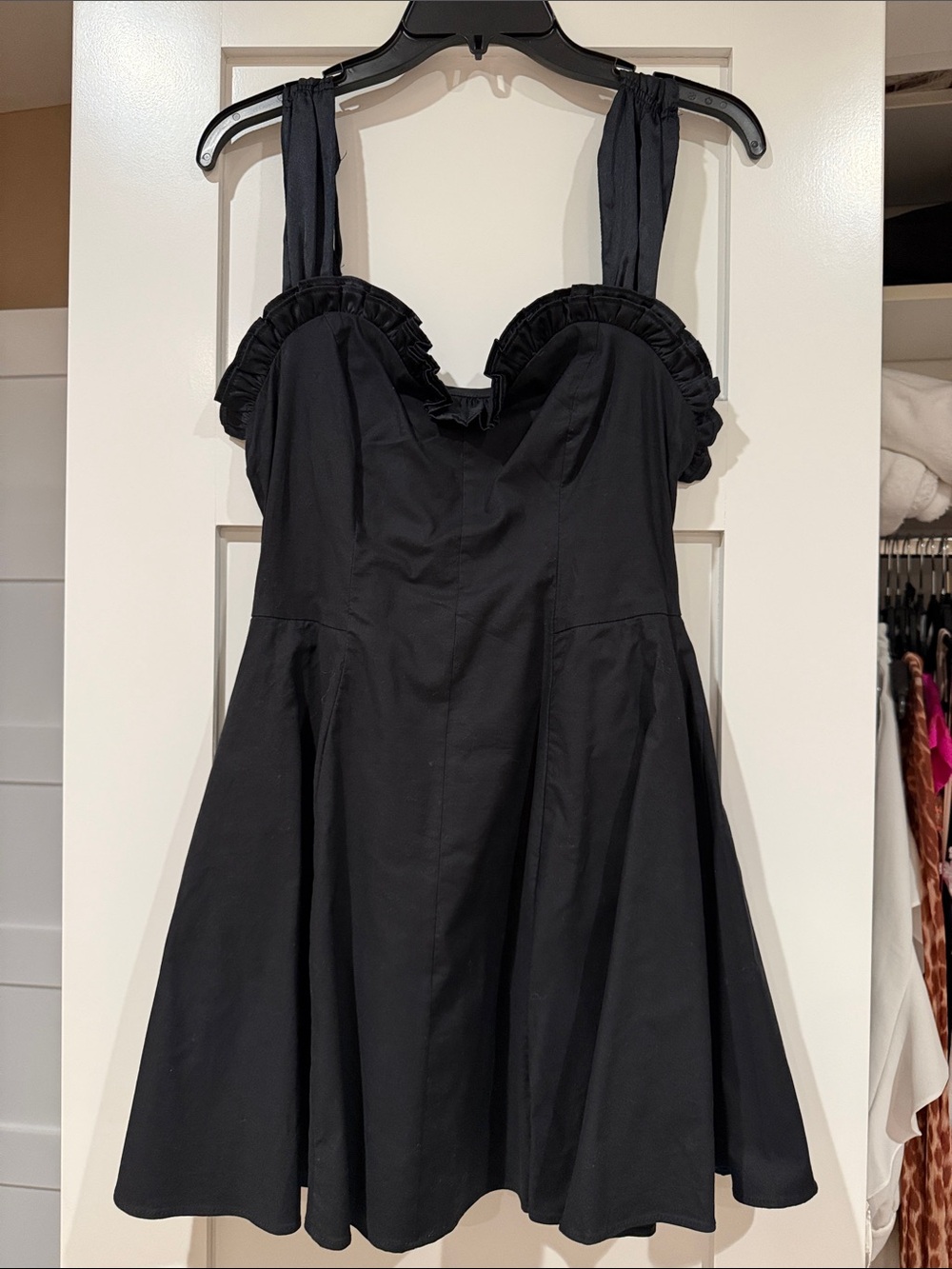 Free People Black Ruffle Sweetheart Mini Dress